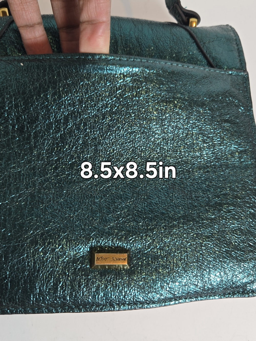 Betsey Johnson Metallic Teal Bow-Accent Top-Handle Bag - Picture 5 of 6
